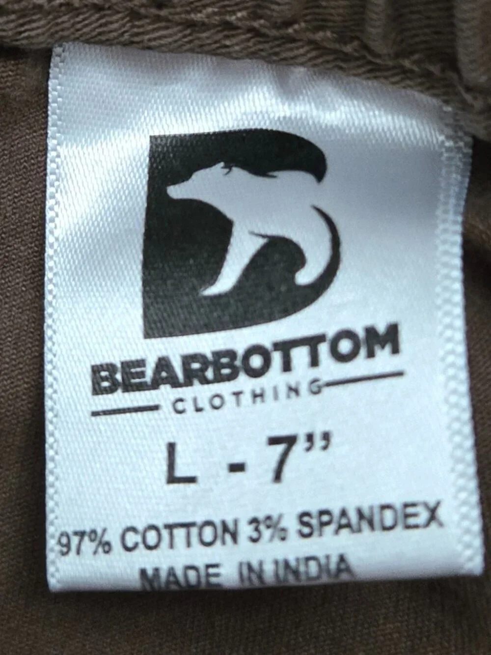 Bear Bottom Chino Shorts Men's Stretch Cinch Waist Brown Everyday Outdoor L